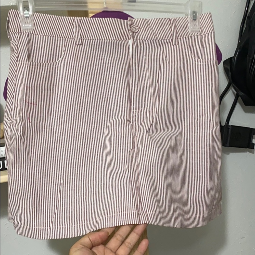 Maroon striped mini skirt
